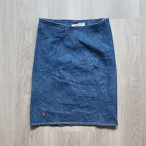 Levi's Engineered Jeans Denim Skirt Asymmetrical Pencil Small Blue Spring